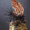 Signal Fire - Wood Paint And Alabaster Sculptures - By Barry Scharf, Representational Sculpture Artist
