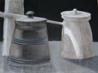 Pots - Charcoal Drawings - By Royanne Cogburn, Still Life- Realistic Drawing Artist