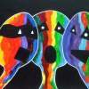 3- Head Singing Trio - Acrylic On Canvas Paintings - By Jo Ann Nelson, Figurative Abstract Painting Artist