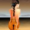 Music Birth Cello - Acrylics Paintings - By Luc Thebault, Surreal Painting Artist