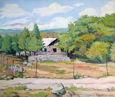 Landscape - House In Orgov Village - Oil On Canvas