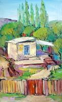 Hut In Orgov Village - Oil On Canvas Paintings - By Arthur Khachar, Impressionism Painting Artist