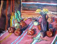Still Life - Still-Life With Pomegranates - Oil On Canvas