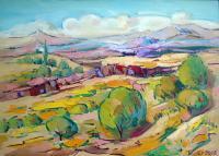 Armenian Landscape - Oil On Canvas Paintings - By Arthur Khachar, Impressionism Painting Artist