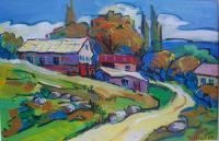 Houses - Acrylic On Canvas Paintings - By Arthur Khachar, Impressionism Painting Artist