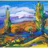 View Of Aragats - Acrylic On Canvas Paintings - By Arthur Khachar, Impressionism Painting Artist