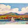 Boat On Lake Sevan - Acrylic On Canvas Paintings - By Arthur Khachar, Impressionism Painting Artist