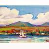 Boat On Lake Sevan - Acrylic On Canvas Paintings - By Arthur Khachar, Impressionism Painting Artist