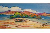 Landscape - Swimmers On Lake Sevan - Acrylic On Canvas