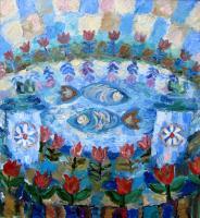 Fish - Oil On Canvas Paintings - By Lina Maslikova, Impresionism Painting Artist