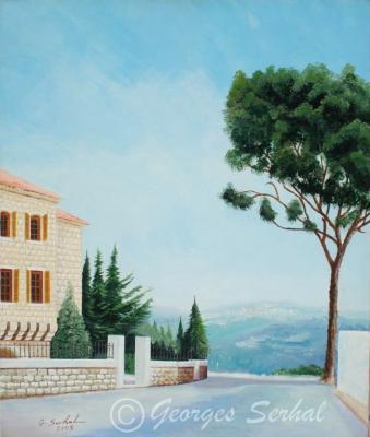 Landscapes - L 048 - On Going To Bikfaya - Lebanon - Available For Sale - Acrylic