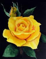 F 23 - Yellow Rose - Available For Sale - Acrylic Paintings - By Georges Serhal, Realism Painting Artist