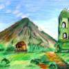 Mayon Volcano - Oil Pastel Paintings - By Kenneth Villamin, Impressionism Painting Artist