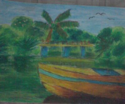 Oil Pastels - Pagasa Lake - Oil Pastel