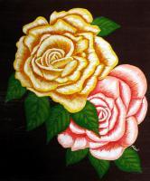 Two Roses - Acrylic Paintings - By Michael Arnold, Naturalism Painting Artist