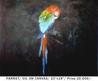 Parrot - Oil On Canvas Paintings - By Babulal Saren, Oil On Canvas Painting Artist