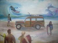 Surf City - Canvas Oil Base Paint Paintings - By Rodigos De Art, Impressionist Painting Artist