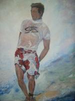 Surfer - Canvas Oil Base Paint Paintings - By Rodigos De Art, Impressionist Painting Artist