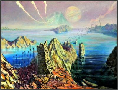 Paysages Of Exoplanets - Violet - Oil On Canvas