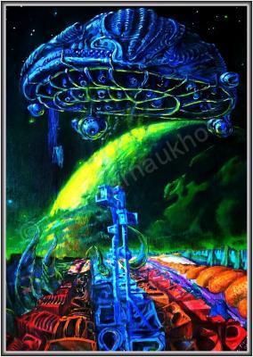 Paysages Of Exoplanets - Ufo - Oil On Canvas