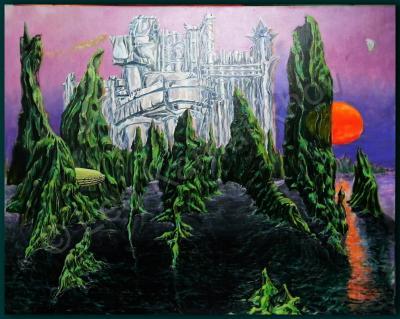 Paysages Of Exoplanets - Shark Beach - Oil On Canvas