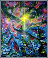 Big Sunrise Comets Life - Oil On Canvas Paintings - By Leo Karnaukhov, Surrealism Painting Artist