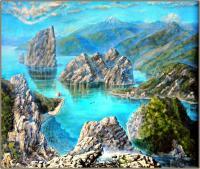Dragon Beach - Oil Dvp Paintings - By Leo Karnaukhov, Surrealism Painting Artist