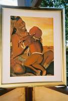 Himba Mom - Watercolor Paintings - By Patrick Desenclos, Artwork Style Painting Artist