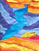 Grand Canyon - Watercolor Paintings - By Angela Nhu, Whimsical Painting Artist