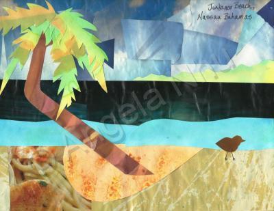 Seascape - Leaning Palm - Collage