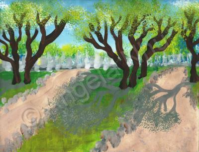 Landscape - Shaded Paths - Tempera