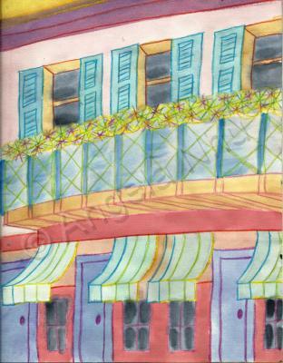 Travel - Balcony Fascination - Colored Pencil And Watercolor