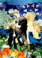 3 Carousel Horses - Collage Mixed Media - By Angela Nhu, Art Nouveau Mixed Media Artist