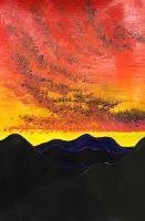 Santa Fe Mountain Sunset - Acrylic Paintings - By Angela Nhu, Nature Painting Artist