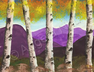 Landscape - Aspens In The Mountains - Tempera