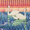 Palma De Mallorca Swans - Gel Pen Colored Pencil And Ink Drawings - By Angela Nhu, Art Nouveau Drawing Artist