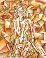 Neo-Cubist Nude - Acrylics Paintings - By Mark Obryan, Neo-Cubist Painting Artist