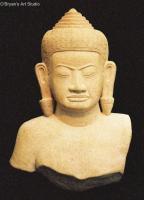 Khmer Buddha Wall Sculpture Bust - Ceramic Sculptures - By Mark Obryan, Stylized Realism Sculpture Artist