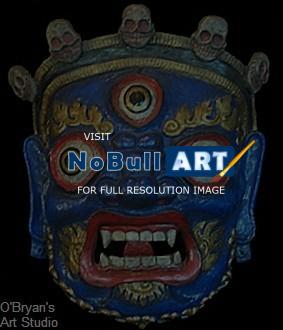 Masks - Tibetan Gonpo Nagpo Mahakala Mask - Artists Sculpting Medium