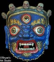 Masks - Tibetan Gonpo Nagpo Mahakala Mask - Artists Sculpting Medium