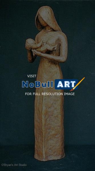 Figurative Sculpture - Woman Holding Her Baby - Artists Sculpting Medium