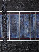 Blue Reel - Acrylic And Clay Paste Paintings - By Richard Buchanan, Abstract Painting Artist