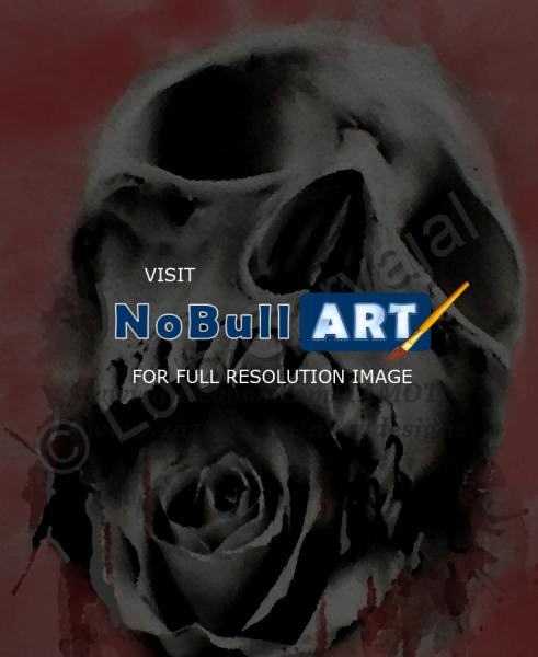 Skulls - Dark Rose - Digital Art