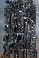 City Scape - Acrylics Paintings - By Carmen Bowen-Bush, Abstract Painting Artist