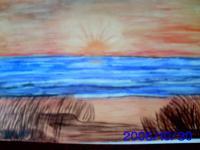 Sunset Beach - Acrylic Painting Paintings - By Tonya Atkins, Nature Painting Artist