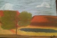 Golden Lands - Pastel Colors Drawings - By Tonya Atkins, Landscape Drawing Artist