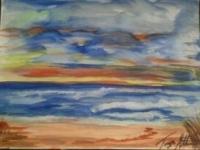 Bright Clouds - Watercolors Paintings - By Tonya Atkins, Landscape Painting Artist