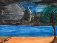 Storm - Watercolors Paintings - By Tonya Atkins, Nature Painting Artist