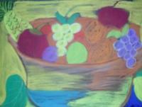 Fruity Bowl - Pastel Colors Drawings - By Tonya Atkins, Still Life Drawing Artist