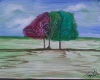 Trees In The Valley - Acrylic Painting Paintings - By Tonya Atkins, Landscape Painting Artist